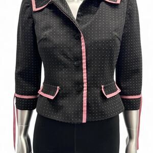 black and pink polka dot blazer